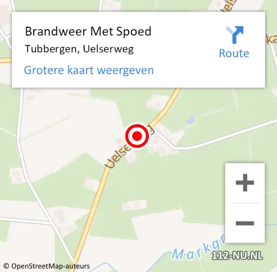 Locatie op kaart van de 112 melding: Brandweer Met Spoed Naar Tubbergen, Uelserweg op 2 april 2015 19:25