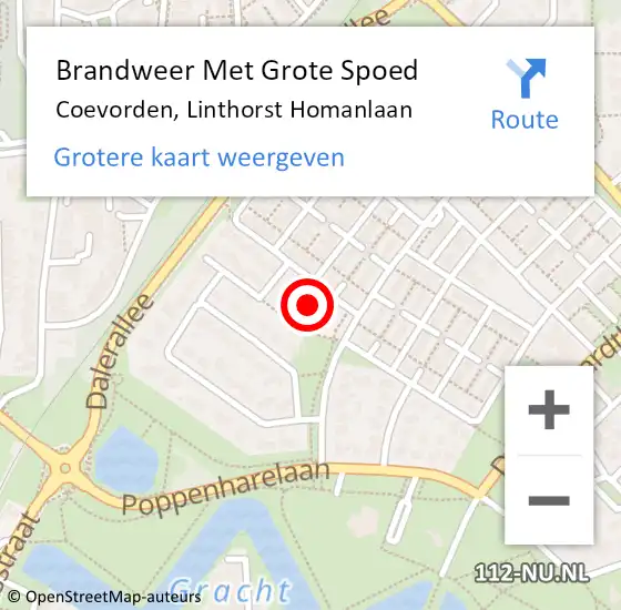 Locatie op kaart van de 112 melding: Brandweer Met Grote Spoed Naar Coevorden, Linthorst Homanlaan op 3 november 2013 22:16