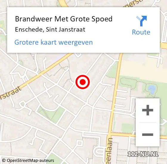 Locatie op kaart van de 112 melding: Brandweer Met Grote Spoed Naar Enschede, Sint Janstraat op 2 april 2015 19:54