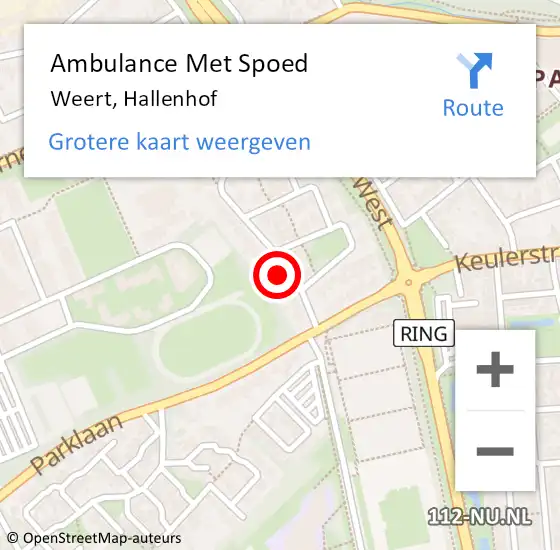 Locatie op kaart van de 112 melding: Ambulance Met Spoed Naar Weert, Hallenhof op 2 april 2015 20:04