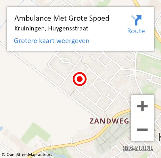 Locatie op kaart van de 112 melding: Ambulance Met Grote Spoed Naar Kruiningen, Huygensstraat op 2 april 2015 21:02