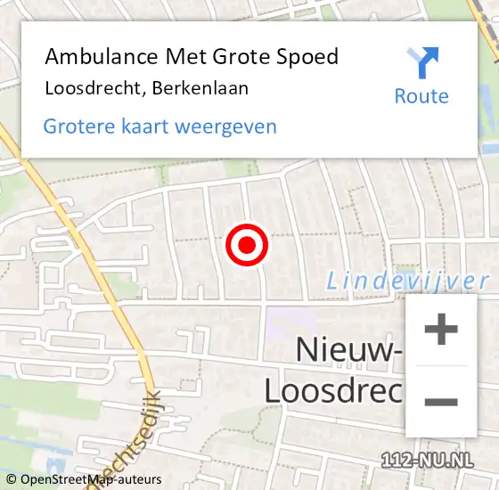 Locatie op kaart van de 112 melding: Ambulance Met Grote Spoed Naar Loosdrecht, Berkenlaan op 2 april 2015 21:40