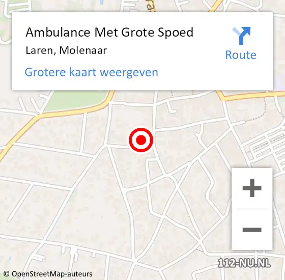 Locatie op kaart van de 112 melding: Ambulance Met Grote Spoed Naar Laren, Molenaar op 2 april 2015 22:59