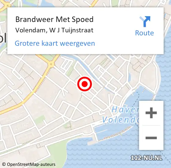 Locatie op kaart van de 112 melding: Brandweer Met Spoed Naar Volendam, W J Tuijnstraat op 2 april 2015 23:02