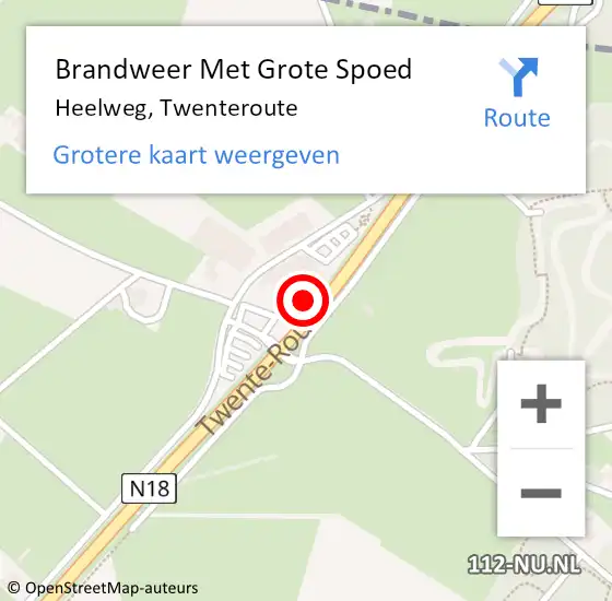 Locatie op kaart van de 112 melding: Brandweer Met Grote Spoed Naar Heelweg, Twenteroute op 3 april 2015 00:12