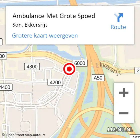 Locatie op kaart van de 112 melding: Ambulance Met Grote Spoed Naar Son, Ekkersrijt op 3 april 2015 00:16