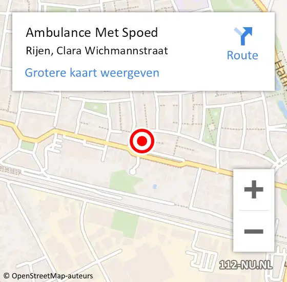 Locatie op kaart van de 112 melding: Ambulance Met Spoed Naar Rijen, Clara Wichmannstraat op 3 april 2015 00:50