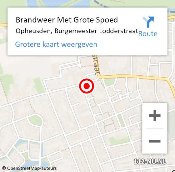 Locatie op kaart van de 112 melding: Brandweer Met Grote Spoed Naar Opheusden, Burgemeester Lodderstraat op 3 april 2015 01:21