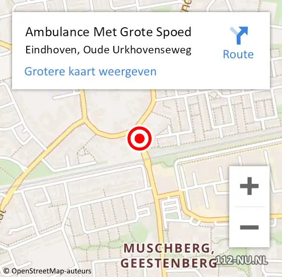 Locatie op kaart van de 112 melding: Ambulance Met Grote Spoed Naar Eindhoven, Oude Urkhovenseweg op 3 april 2015 03:09