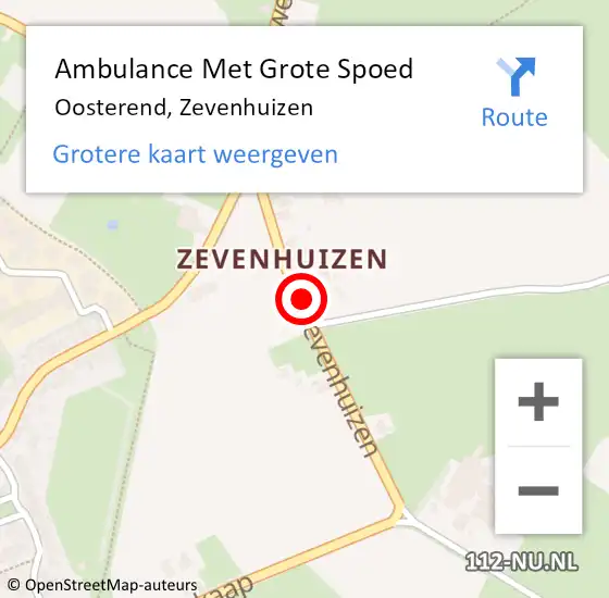 Locatie op kaart van de 112 melding: Ambulance Met Grote Spoed Naar Oosterend, Zevenhuizen op 3 april 2015 03:43