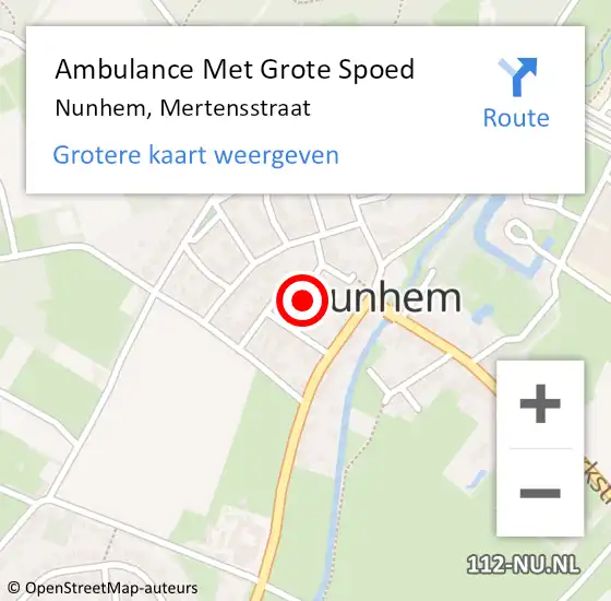 Locatie op kaart van de 112 melding: Ambulance Met Grote Spoed Naar Nunhem, Mertensstraat op 3 april 2015 04:23