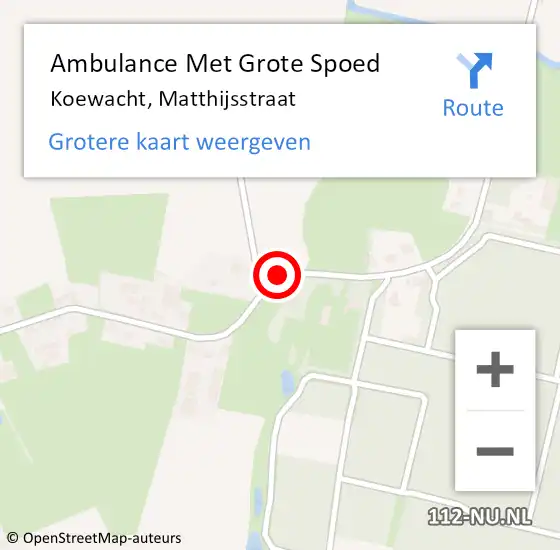 Locatie op kaart van de 112 melding: Ambulance Met Grote Spoed Naar Koewacht, Matthijsstraat op 3 april 2015 05:18