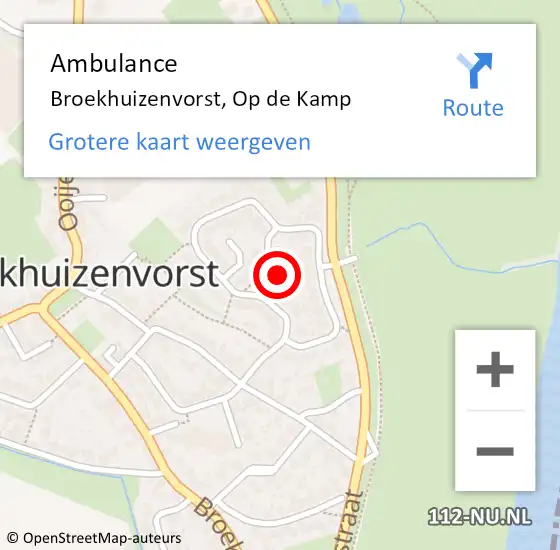 Locatie op kaart van de 112 melding: Ambulance Broekhuizenvorst, Op de Kamp op 3 april 2015 08:11