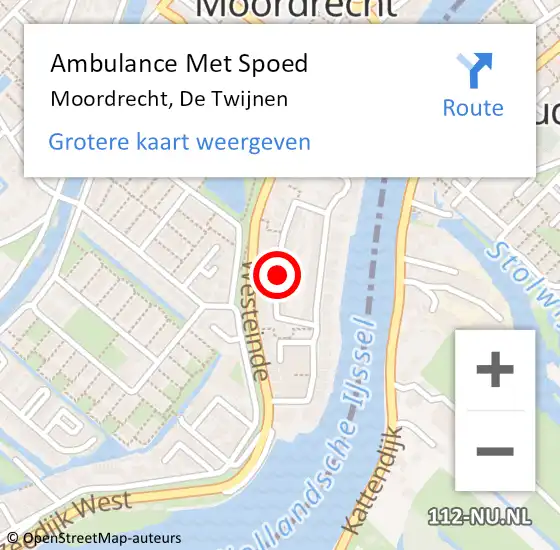 Locatie op kaart van de 112 melding: Ambulance Met Spoed Naar Moordrecht, De Twijnen op 3 april 2015 08:18