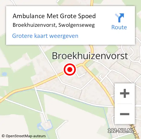 Locatie op kaart van de 112 melding: Ambulance Met Grote Spoed Naar Broekhuizenvorst, Swolgenseweg op 3 april 2015 08:33