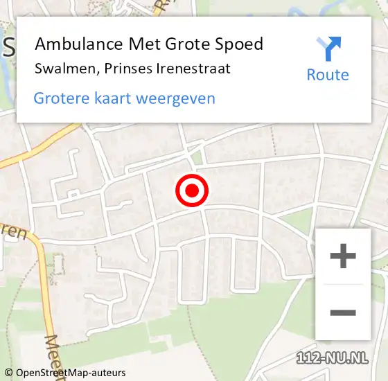 Locatie op kaart van de 112 melding: Ambulance Met Grote Spoed Naar Swalmen, Prinses Irenestraat op 3 april 2015 08:45