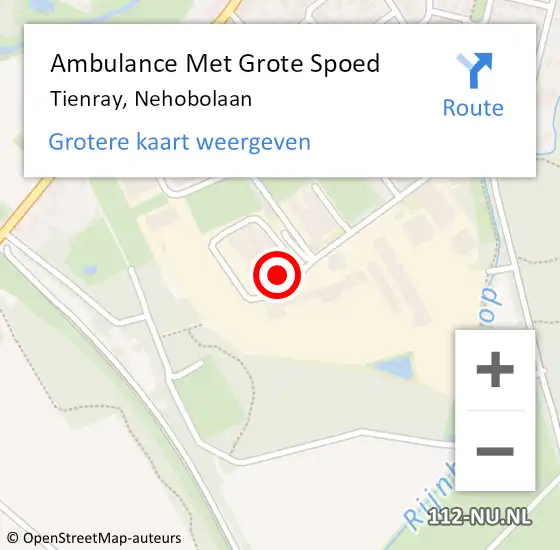 Locatie op kaart van de 112 melding: Ambulance Met Grote Spoed Naar Tienray, Nehobolaan op 3 april 2015 08:57