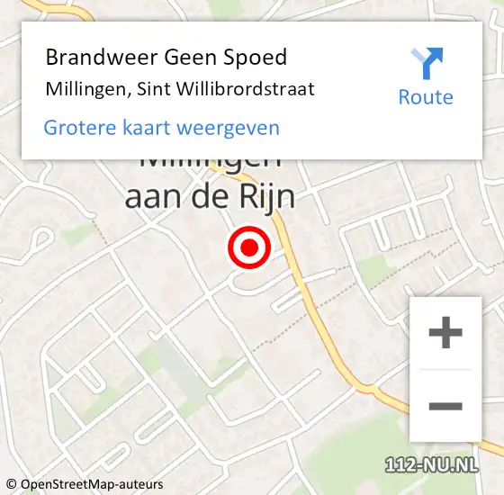 Locatie op kaart van de 112 melding: Brandweer Geen Spoed Naar Millingen, Sint Willibrordstraat op 3 april 2015 10:00