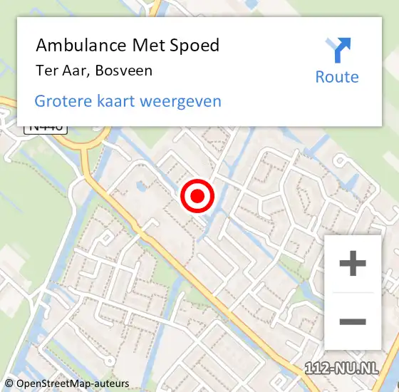 Locatie op kaart van de 112 melding: Ambulance Met Spoed Naar Ter Aar, Bosveen op 3 november 2013 23:52