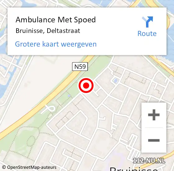 Locatie op kaart van de 112 melding: Ambulance Met Spoed Naar Bruinisse, Deltastraat op 3 april 2015 11:21