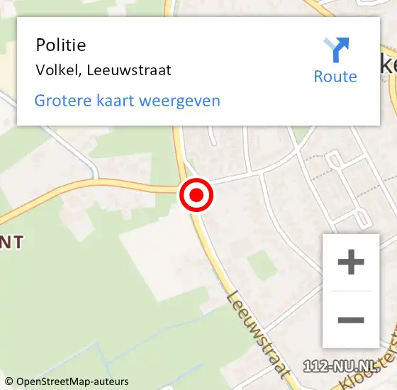 Locatie op kaart van de 112 melding: Politie Volkel, Leeuwstraat op 3 april 2015 11:37