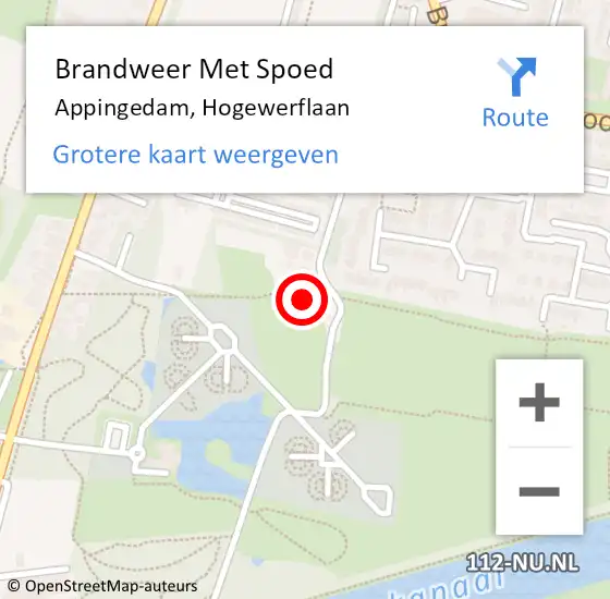 Locatie op kaart van de 112 melding: Brandweer Met Spoed Naar Appingedam, Hogewerflaan op 3 april 2015 11:42