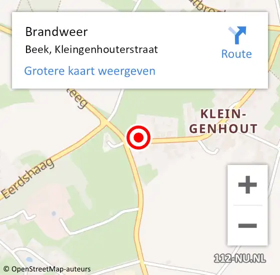 Locatie op kaart van de 112 melding: Brandweer Beek, Kleingenhouterstraat op 3 april 2015 12:13