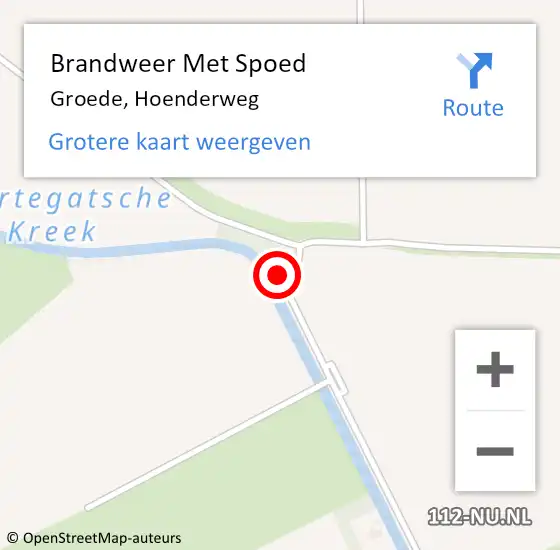 Locatie op kaart van de 112 melding: Brandweer Met Spoed Naar Groede, Hoenderweg op 3 april 2015 12:13