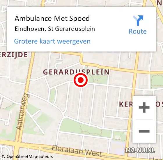 Locatie op kaart van de 112 melding: Ambulance Met Spoed Naar Eindhoven, St Gerardusplein op 3 april 2015 12:34