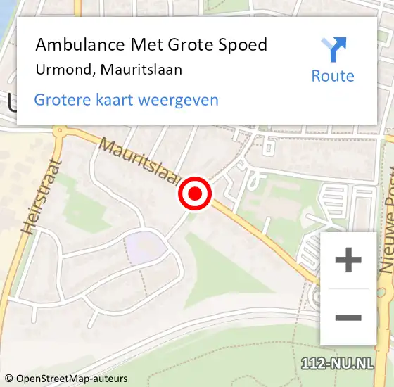 Locatie op kaart van de 112 melding: Ambulance Met Grote Spoed Naar Urmond, Mauritslaan op 3 april 2015 12:50