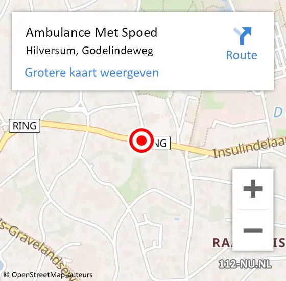 Locatie op kaart van de 112 melding: Ambulance Met Spoed Naar Hilversum, Godelindeweg op 3 april 2015 13:38