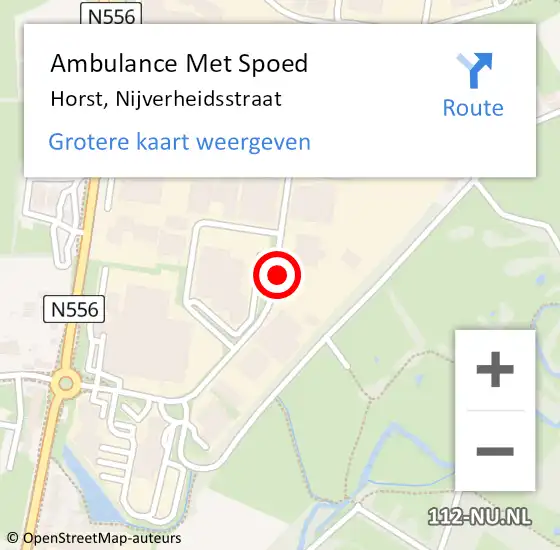 Locatie op kaart van de 112 melding: Ambulance Met Spoed Naar Horst, Nijverheidsstraat op 3 april 2015 14:19
