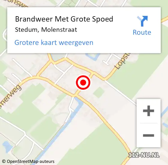 Locatie op kaart van de 112 melding: Brandweer Met Grote Spoed Naar Stedum, Molenstraat op 3 april 2015 14:54