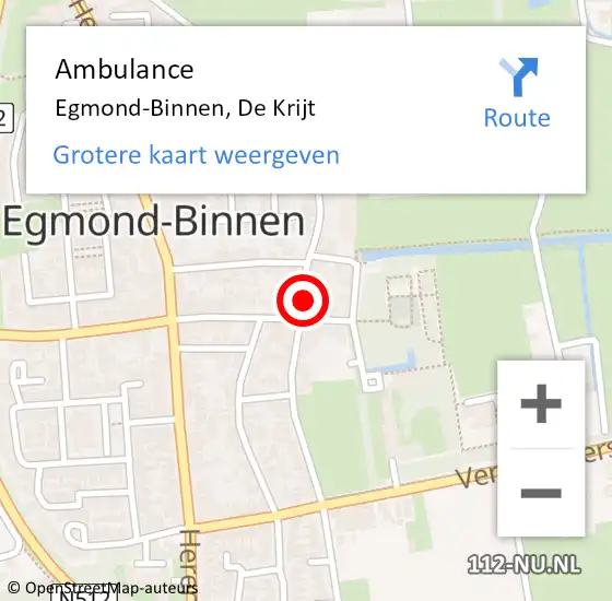 Locatie op kaart van de 112 melding: Ambulance Egmond-Binnen, De Krijt op 4 november 2013 01:26