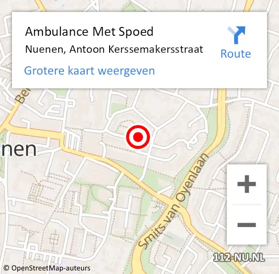 Locatie op kaart van de 112 melding: Ambulance Met Spoed Naar Nuenen, Antoon Kerssemakersstraat op 3 april 2015 15:19