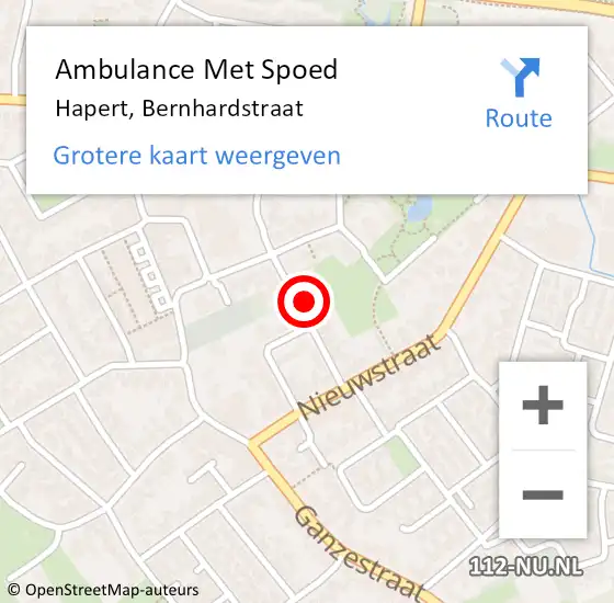 Locatie op kaart van de 112 melding: Ambulance Met Spoed Naar Hapert, Bernhardstraat op 3 april 2015 15:35