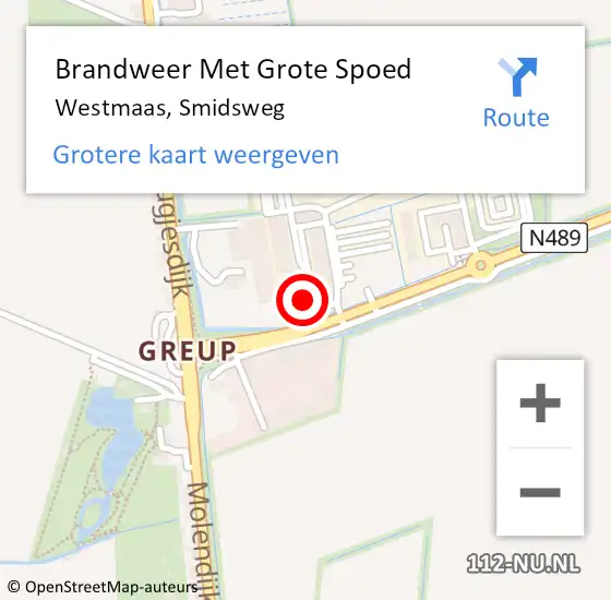 Locatie op kaart van de 112 melding: Brandweer Met Grote Spoed Naar Westmaas, Smidsweg op 3 april 2015 15:57