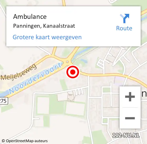 Locatie op kaart van de 112 melding: Ambulance Panningen, Kanaalstraat op 3 april 2015 16:19