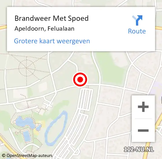 Locatie op kaart van de 112 melding: Brandweer Met Spoed Naar Apeldoorn, Felualaan op 3 april 2015 16:29