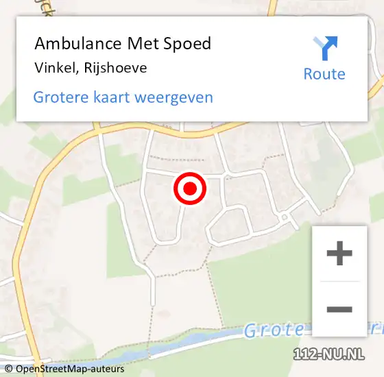 Locatie op kaart van de 112 melding: Ambulance Met Spoed Naar Vinkel, Rijshoeve op 3 april 2015 16:58