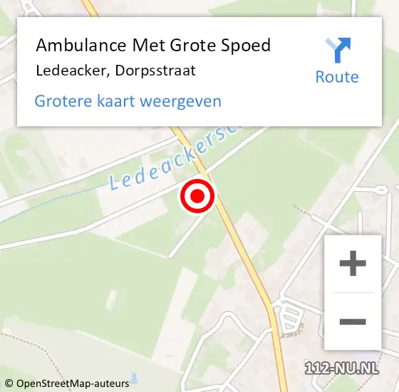 Locatie op kaart van de 112 melding: Ambulance Met Grote Spoed Naar Ledeacker, Dorpsstraat op 4 november 2013 02:29