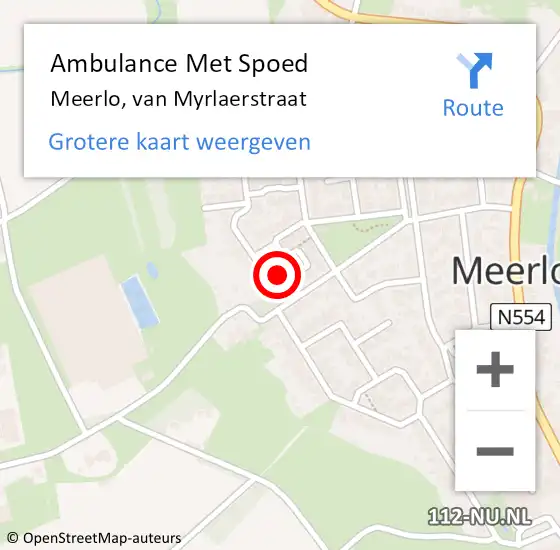 Locatie op kaart van de 112 melding: Ambulance Met Spoed Naar Meerlo, van Myrlaerstraat op 3 april 2015 17:08