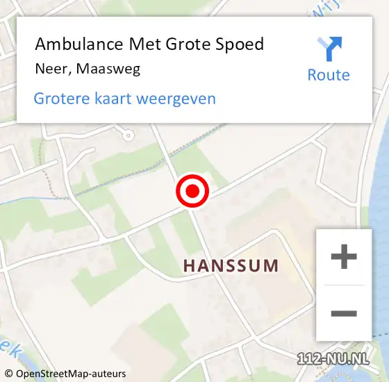 Locatie op kaart van de 112 melding: Ambulance Met Grote Spoed Naar Neer, Maasweg op 3 april 2015 19:06