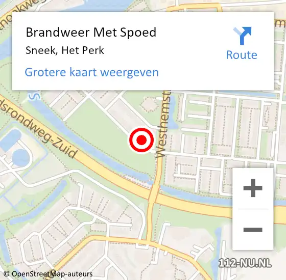 Locatie op kaart van de 112 melding: Brandweer Met Spoed Naar Sneek, Het Perk op 3 april 2015 19:16