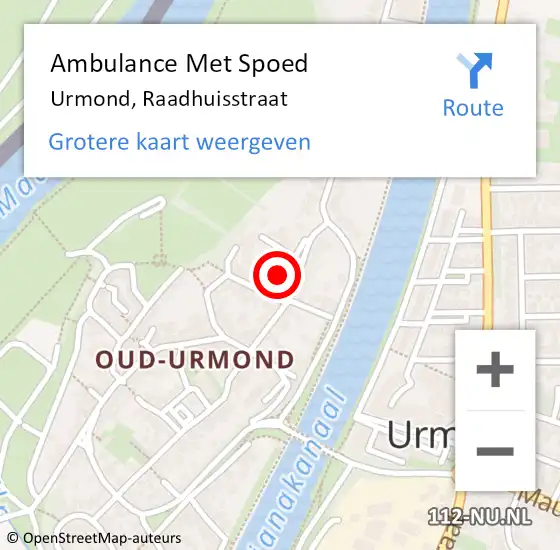 Locatie op kaart van de 112 melding: Ambulance Met Spoed Naar Urmond, Raadhuisstraat op 3 april 2015 19:36