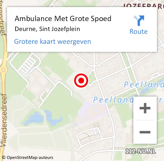 Locatie op kaart van de 112 melding: Ambulance Met Grote Spoed Naar Deurne, Sint Jozefplein op 3 april 2015 19:37