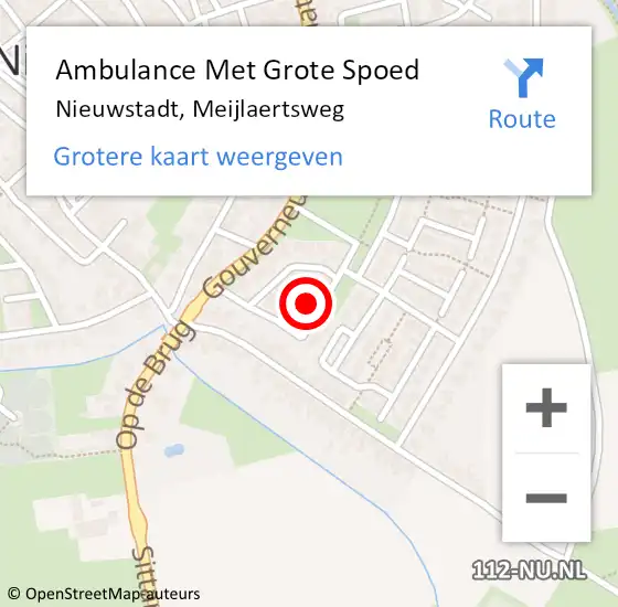 Locatie op kaart van de 112 melding: Ambulance Met Grote Spoed Naar Nieuwstadt, Meijlaertsweg op 3 april 2015 20:27