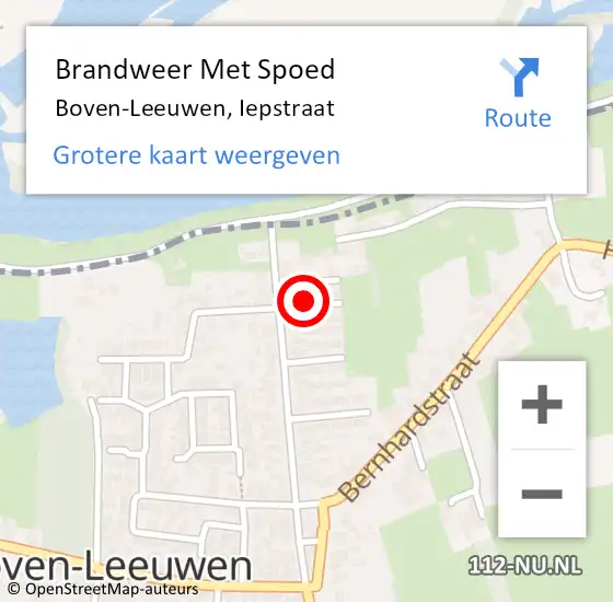 Locatie op kaart van de 112 melding: Brandweer Met Spoed Naar Boven-Leeuwen, Iepstraat op 3 april 2015 20:30