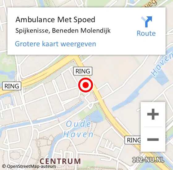 Locatie op kaart van de 112 melding: Ambulance Met Spoed Naar Spijkenisse, Beneden Molendijk op 3 april 2015 21:35