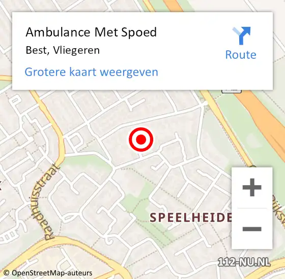 Locatie op kaart van de 112 melding: Ambulance Met Spoed Naar Best, Vliegeren op 3 april 2015 21:50